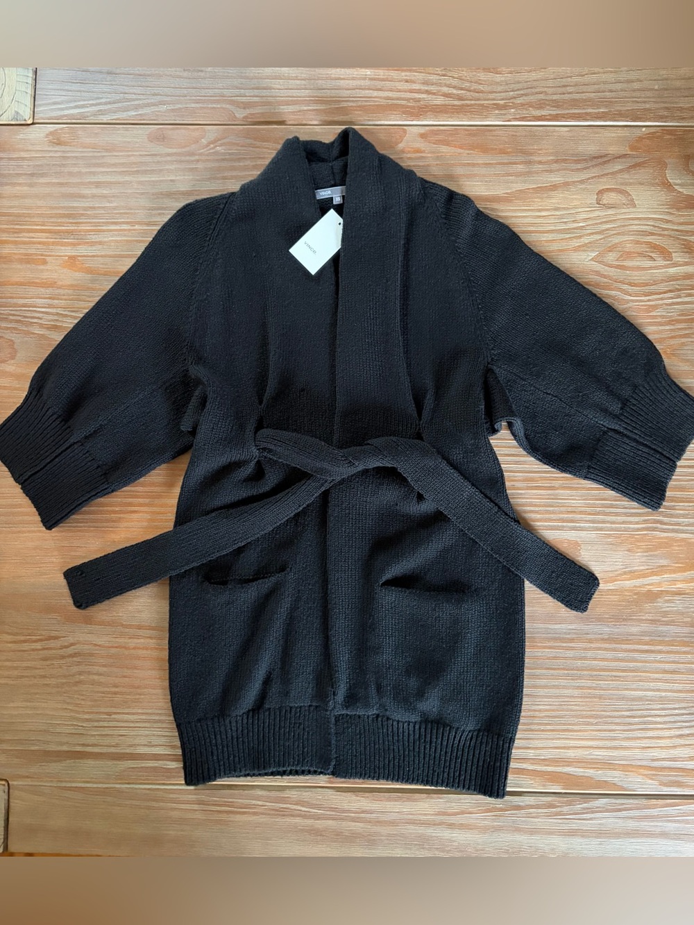 NWT Vince Belted Open-Front 3 Quarter Sleeve long Cardigan